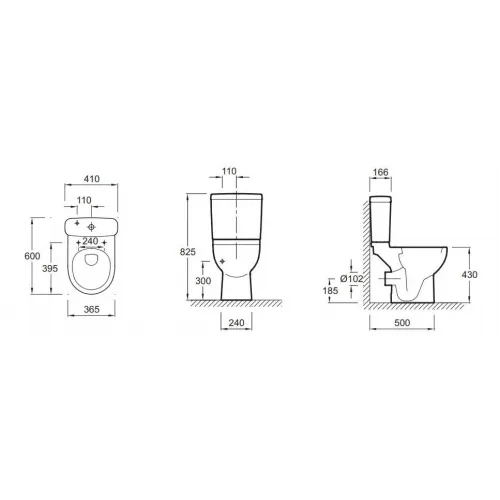 Унитаз-компакт Odeon Up 41х60 см, нижняя подводка, горизонтальный выпуск, без сиденья 18557K-00+E4740-00 Jacob Delafon