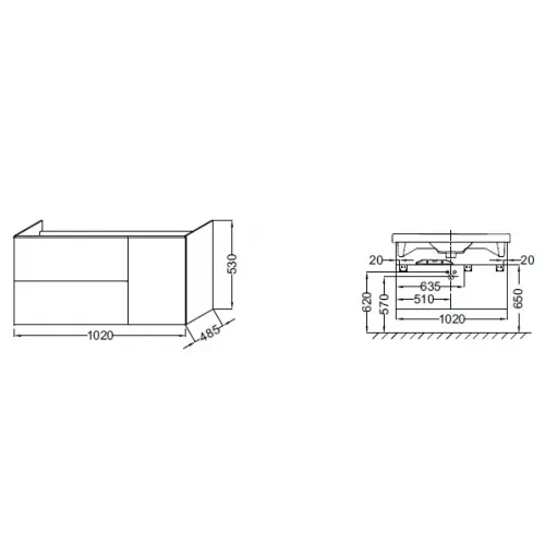 Модуль под раковину Odeon Up 102х48,5х53 см, медный бетон EB891-N28 Jacob Delafon