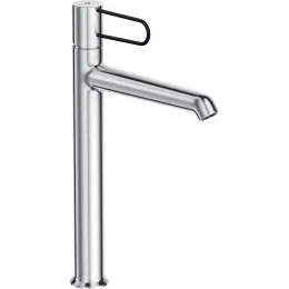 Высокий смеситель на столешницу Odeon Rive Gauche 24 см, ручка черная, неповоротный излив, с донным клапаном E21030-BL-CP Jacob Delafon