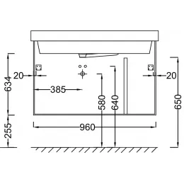 Модуль под раковину Soprano 96х53,5х63,4 см, 2 ящика + 1 вертикальный ящик, медный бетон EB1334-N28 Jacob Delafon