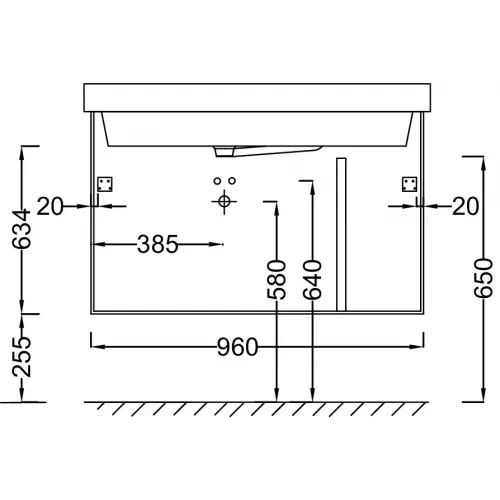 Модуль под раковину Soprano 96х53,5х63,4 см, 2 ящика + 1 вертикальный ящик, медный бетон EB1334-N28 Jacob Delafon
