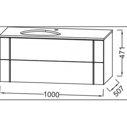 Модуль с раковиной Nouvelle Vague 100 см, фактурный дуб, серый, подвесной монтаж EB3040-E73+EVI002-MG2 Jacob Delafon