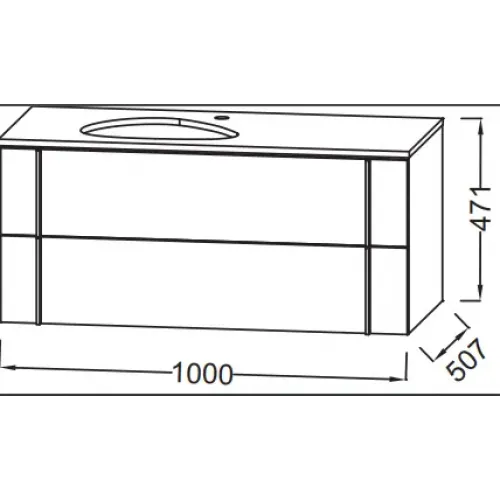 Модуль с раковиной Nouvelle Vague 100 см, фактурный дуб, серый, подвесной монтаж EB3040-E73+EVI002-MG2 Jacob Delafon