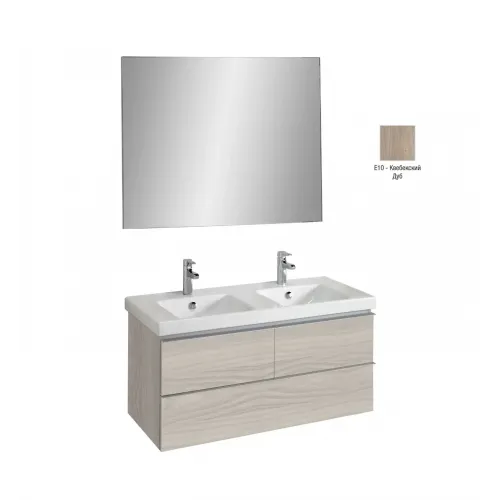Комплект мебели для ванной Odeon Up 120 см, квебекский дуб, 3 ящика, 1 отверстие для смесителя, подвесной монтаж E4730-00+EB1085-NF+EB892-E10 Jacob Delafon