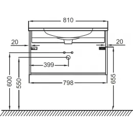 Модуль под раковину Madeleine 80х46х45 см, 2 ящика, белый глянцевый EB2053-J5 Jacob Delafon