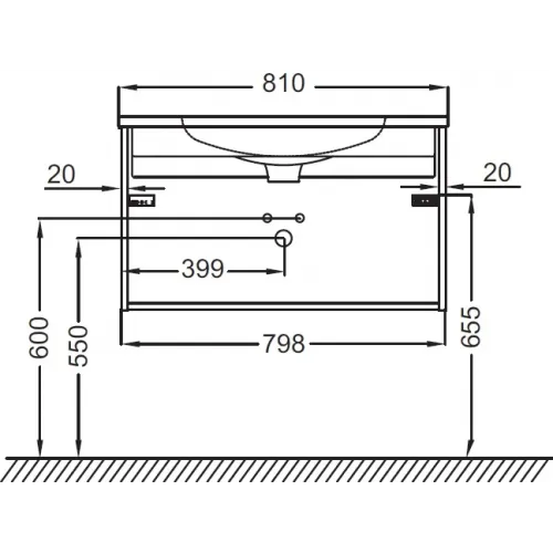 Модуль под раковину Madeleine 80х46х45 см, 2 ящика, белый глянцевый EB2053-J5 Jacob Delafon