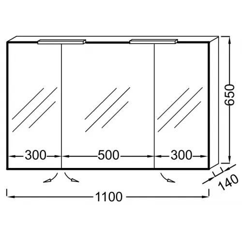 Зеркало 100х65 см, 3 шкафчика, серый антрацит глянцевый, с подсветкой EB1367-442 Jacob Delafon