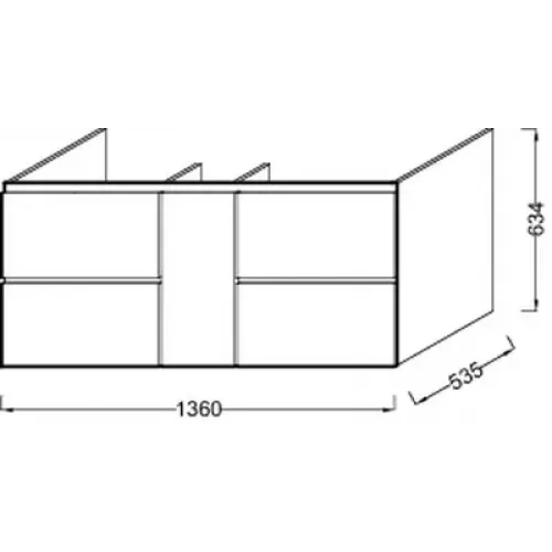 Модуль под раковину Soprano 136х53,5х63,5 см, квебекский дуб, 4 ящика и 1 внутренний ящик EB1335-E10 Jacob Delafon