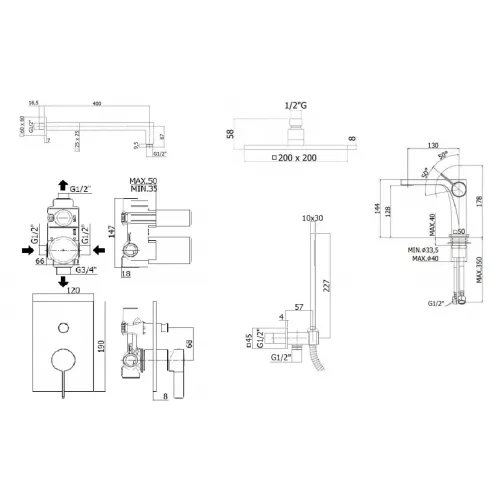 Комплект для душа Paffoni Rock KITRO015SCR071