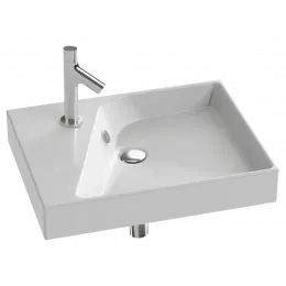 Подвесная раковина Formilia Rythmik 60х46х8,5 см, гладкая нижняя поверхность, с 1 отверстием для смесителя слева, санфарфор EXQ112-Z-00 Jacob Delafon