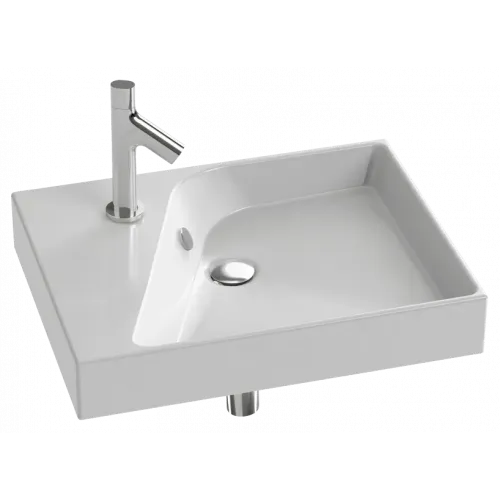 Подвесная раковина Formilia Rythmik 60х46х8,5 см, гладкая нижняя поверхность, с 1 отверстием для смесителя слева, санфарфор EXQ112-Z-00 Jacob Delafon