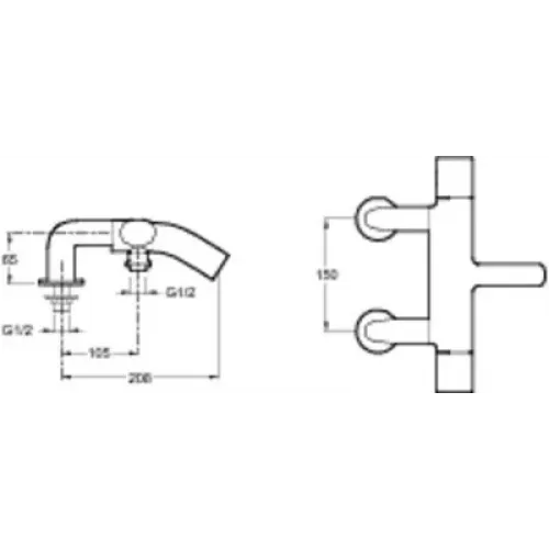Смеситель на горизонтальную поверхность (деку) с изливом Talan с выходом на душ (без лейки), на 2 отв. E10107-CP Jacob Delafon