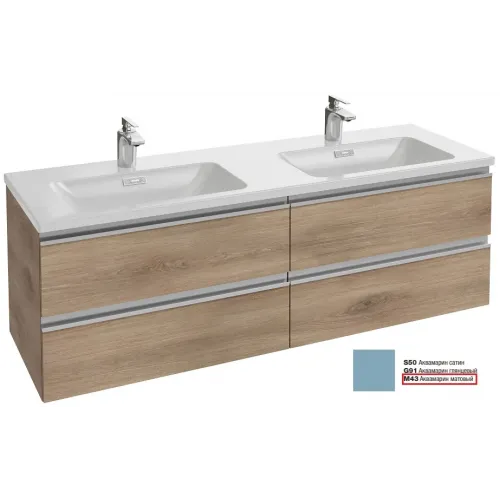 Модуль под раковину Vox 140х46х45 см, матовый аквамарин, 4 выдвижных ящика, встроенные ручки EB2020-RA-M43 Jacob Delafon