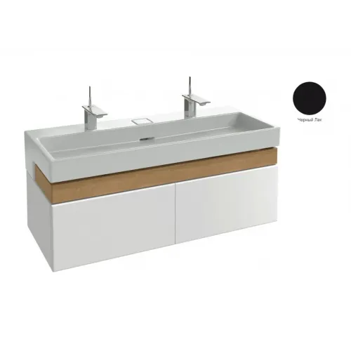 Модуль с раковиной Terrace 150 см, чёрная, раковина-столешница с подсветкой, два отверстия под смеситель, подвесной монтаж, система push-to-open EB1188-274+EXA112-00 Jacob Delafon