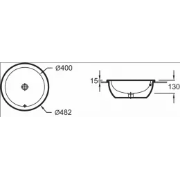 Встраиваемая снизу раковина Vox 48х48 см, с переливным отверстием, санфарфор EYK102-00 Jacob Delafon