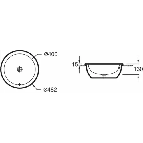 Встраиваемая снизу раковина Vox 48х48 см, с переливным отверстием, санфарфор EYK102-00 Jacob Delafon