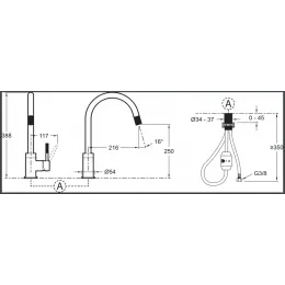 Смеситель для кухни с выдвижной лейкой Edgar поворотный излив E23309-CP Jacob Delafon
