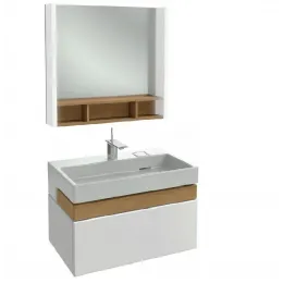 Комплект мебели для ванной Terrace 80 см, белый/белый, 2 выдвижных ящика, с подсветкой, с полочкой, подвесной монтаж, с подсветкой EXD9112-00+EB1181-NF+EB1186-G1C-G1C Jacob Delafon