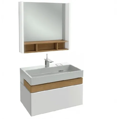 Комплект мебели для ванной Terrace 80 см, белый/белый, 2 выдвижных ящика, с подсветкой, с полочкой, подвесной монтаж, с подсветкой EXD9112-00+EB1181-NF+EB1186-G1C-G1C Jacob Delafon