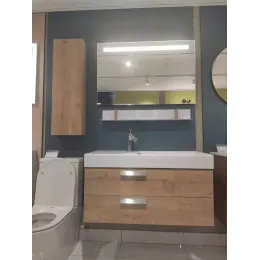 Комплект мебели для ванной Rythmik 100 см, арлингтонский дуб, +шкаф-колонна, выставочный образец, подвесной монтаж EB1304-E70+EXN112-Z-00+EB1058G-E70/У Jacob Delafon