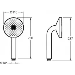 Душевая лейка Nouvelle Vague синий/хром матовый, 2 режима, без шланга E27796-BLE-CAT Jacob Delafon