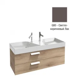 Модуль с раковиной Rythmik 120 см, светло-коричневый блестящий, двойная раковина, подвесной монтаж EXM112-Z-00+EB1305-G80 Jacob Delafon