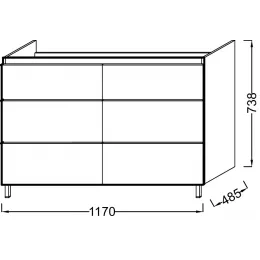 Модуль под раковину Odeon Up 117х48,5х73,8 см, 6 ящиков + 2 ящичка для аксессуаров, белый глянцевый EB995-G1C Jacob Delafon