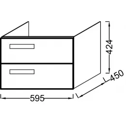 Модуль под раковину Rythmik 59,5х45х42,4 см, 2 ящика, белый глянцевый EB1301-N18 Jacob Delafon