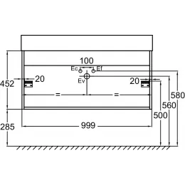Модуль под раковину Vivienne 99,9х46х45,2 см, корпус белый блестящий; фасад насыщенный серый сатин, ручки отдельно EB1585-N18-S40 Jacob Delafon