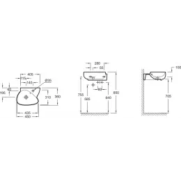 Подвесная раковина Nouvelle Vague 45х36х10 см, 1 отверстие для смесителя, санфарфор EGK112-00 Jacob Delafon