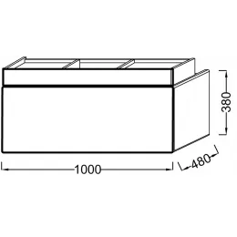Модуль под раковину Terrace 100х48х38 см, черный глянцевый, верхний ящик из цельного дерева, система push-to-open EB1187-274 Jacob Delafon