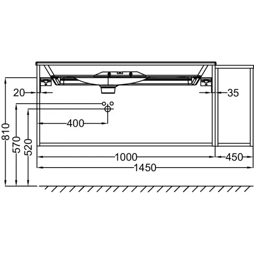 Модуль под раковину Nouvelle Vague 145х50,7х45,5 см, 2 ящика+1 ящик, розетка, аквамарин сатин EB3037RU-S50 Jacob Delafon