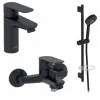 Комплект смесителей Oscar матовый, лейка 5 режимов, чёрный цвет, для раковины, для ванны и душа, душевой гарнитур E29845RU-BL Jacob Delafon