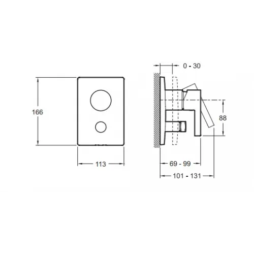 Лицевая часть встраиваемого смесителя Stillness 2 функции E98723-CP Jacob Delafon