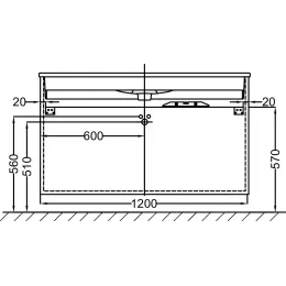 Модуль под раковину Vox 120х46х73,4 см, 3 ящика, белый глянцевый, прямоугольные ручки EB2091-R2-G1C Jacob Delafon