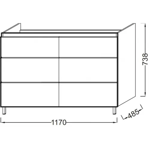 Модуль с раковиной Odeon Up 120 см, белый меламин, 6 выдвижных ящиков, 2 ящичка для аксессуаров, двойная раковина, подвесной монтаж E4730-00+EB995-N18 Jacob Delafon