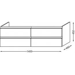 Модуль под раковину Vox 140х46х45,2 см, 4 ящика, черное дерево, встроенные ручки EB2020-RA-E15 Jacob Delafon