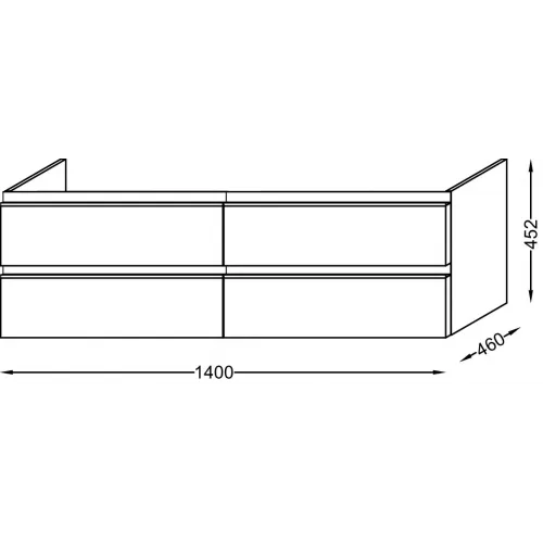 Модуль под раковину Vox 140х46х45,2 см, 4 ящика, черное дерево, встроенные ручки EB2020-RA-E15 Jacob Delafon