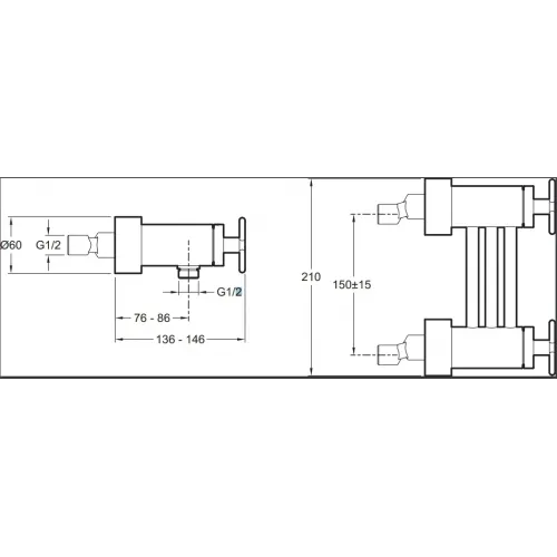 Настенный смеситель без излива Nouvelle Vague матовый черный, чёрный цвет, без лейки E78344-BLV Jacob Delafon