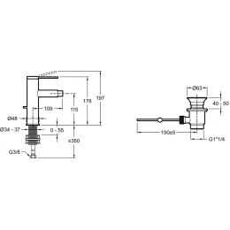 Смеситель для биде Grands Boulevards с донным клапаном E77982-4A-CP Jacob Delafon
