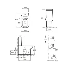 Унитаз-компакт Replay 36,5х67 см, нижняя подводка, универсальный выпуск, без сиденья 4974K-00+E4832-00 Jacob Delafon