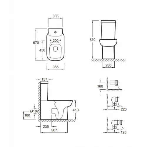 Унитаз-компакт Replay 36,5х67 см, нижняя подводка, универсальный выпуск, без сиденья 4974K-00+E4832-00 Jacob Delafon