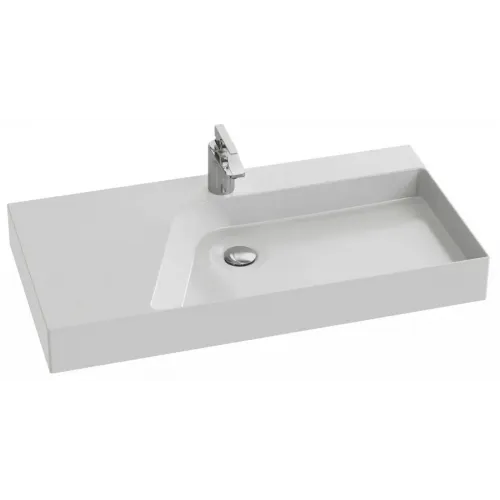 Подвесная раковина Rythmik pure 90х46х7,8 см, правосторонняя, 1 отверстие для смесителя, без переливного отверстия, санфарфор EVP112-00 Jacob Delafon
