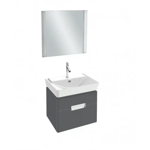 Комплект мебели для ванной Reve 60 см, подвесной, серый антрацит, 2 ящика, с подсветкой, подвесной монтаж E4802-00+EB1134-442+EB575-NF Jacob Delafon