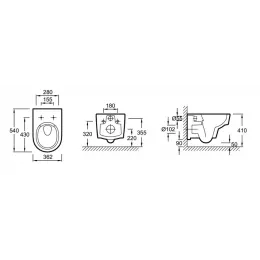 Комплект унитаза с инсталляцией Odeon Rive Gauche глубина унитаза 54см, клавиша белая, с микролифтом, безободковый OdeonE29025-NF+E4316-CP Jacob Delafon