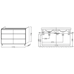 Модуль под раковину Odeon Up 117х48,5х73,8 см, белый блестящий EB995-N18 Jacob Delafon