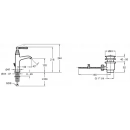 Смеситель для умывальника Cleo неповоротный излив, с донным клапаном E24307-CP Jacob Delafon