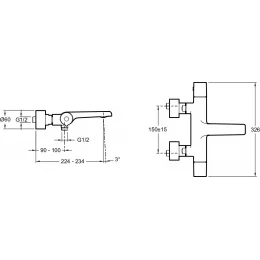 Настенный смеситель Avid с выходом на душ (без лейки), неповоротный излив, термостат E97386-CP Jacob Delafon