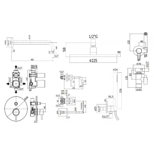 Комплект для душа PAFFONI Light KITZLIG015HG006