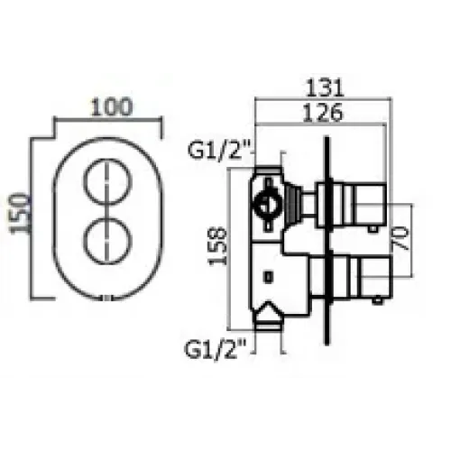 Смеситель с термостатом для душа Plumberia Selection XOT5050BO